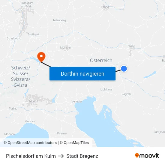 Pischelsdorf am Kulm to Stadt Bregenz map