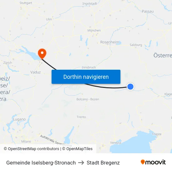 Gemeinde Iselsberg-Stronach to Stadt Bregenz map