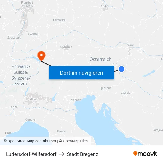 Ludersdorf-Wilfersdorf to Stadt Bregenz map