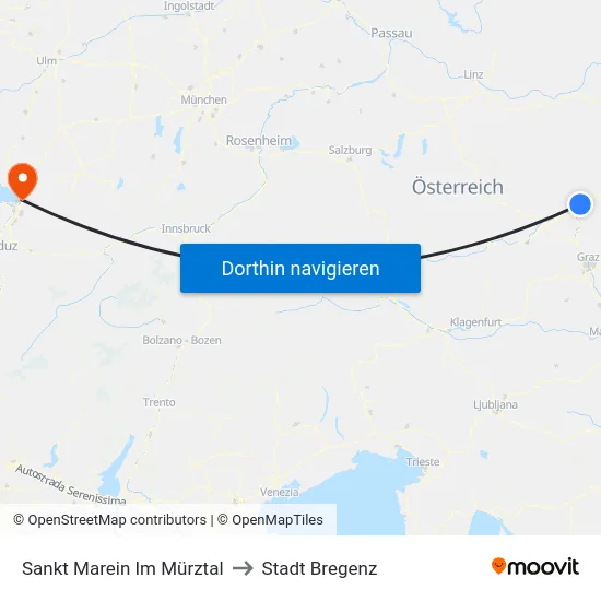 Sankt Marein Im Mürztal to Stadt Bregenz map