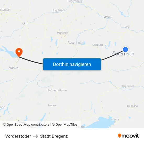 Vorderstoder to Stadt Bregenz map