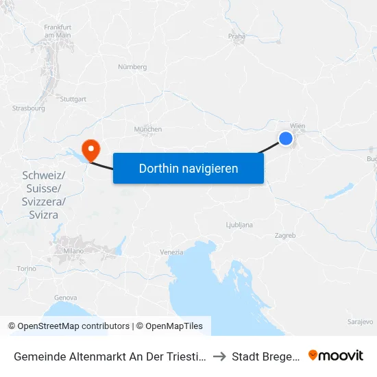 Gemeinde Altenmarkt An Der Triesting to Stadt Bregenz map