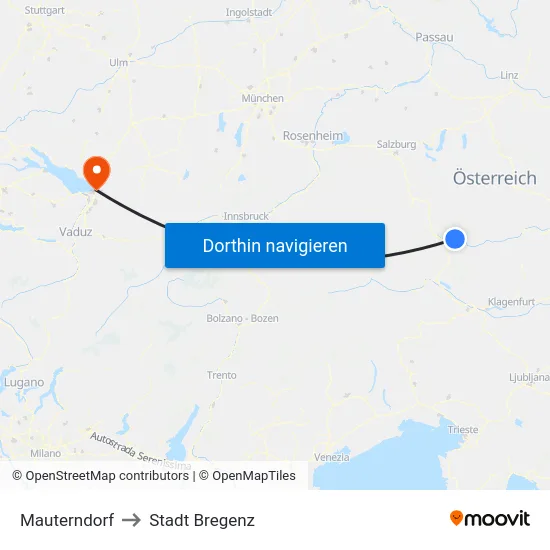 Mauterndorf to Stadt Bregenz map