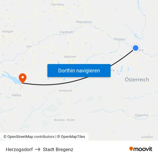 Herzogsdorf to Stadt Bregenz map
