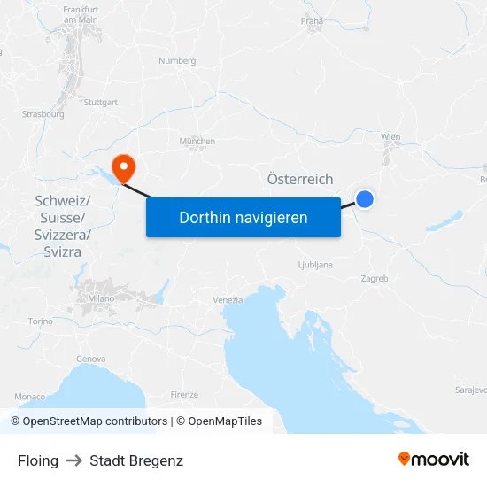 Floing to Stadt Bregenz map