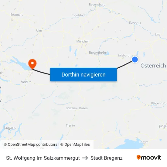 St. Wolfgang Im Salzkammergut to Stadt Bregenz map