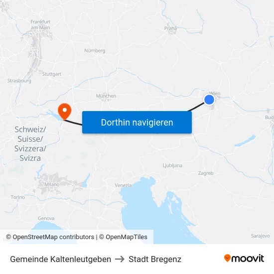 Gemeinde Kaltenleutgeben to Stadt Bregenz map