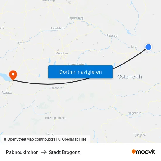 Pabneukirchen to Stadt Bregenz map