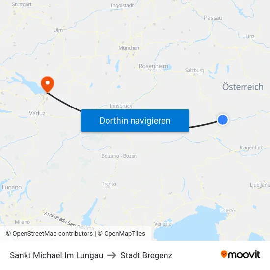 Sankt Michael Im Lungau to Stadt Bregenz map