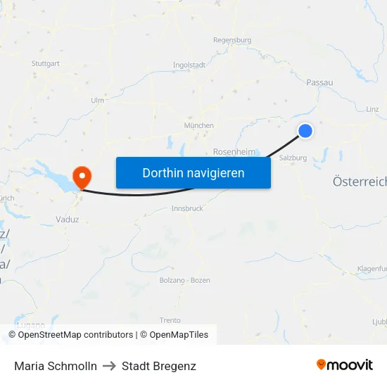 Maria Schmolln to Stadt Bregenz map
