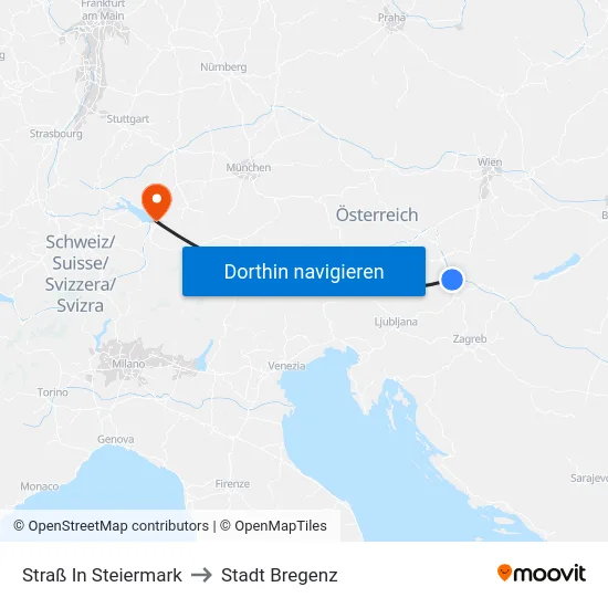 Straß In Steiermark to Stadt Bregenz map