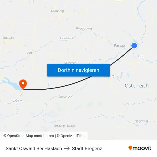 Sankt Oswald Bei Haslach to Stadt Bregenz map