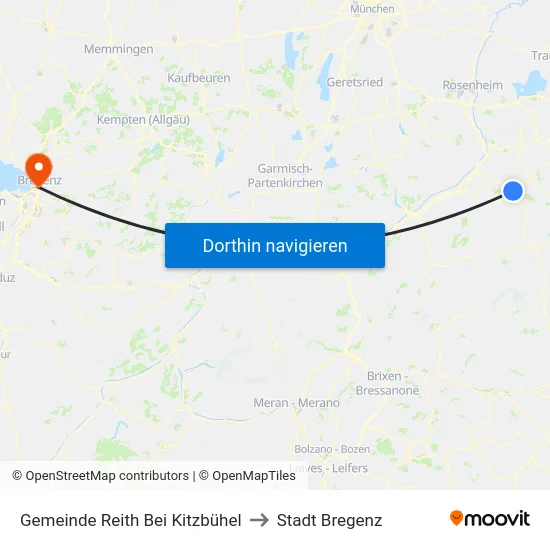 Gemeinde Reith Bei Kitzbühel to Stadt Bregenz map