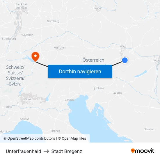 Unterfrauenhaid to Stadt Bregenz map