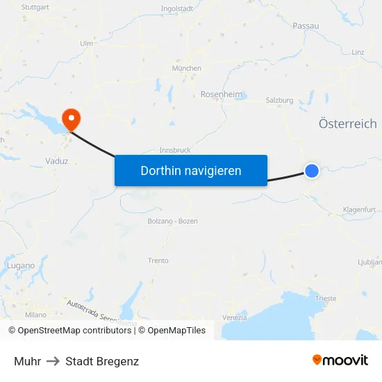 Muhr to Stadt Bregenz map