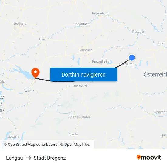 Lengau to Stadt Bregenz map