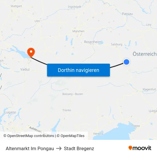Altenmarkt Im Pongau to Stadt Bregenz map