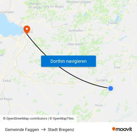 Gemeinde Faggen to Stadt Bregenz map