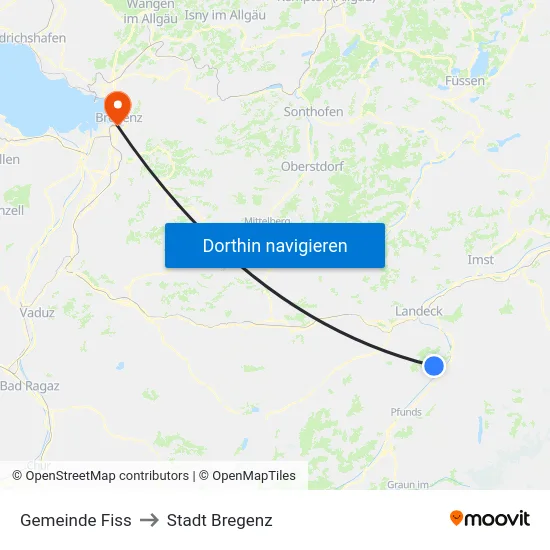 Gemeinde Fiss to Stadt Bregenz map