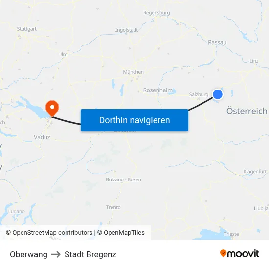 Oberwang to Stadt Bregenz map