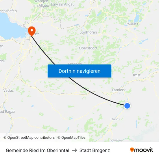 Gemeinde Ried Im Oberinntal to Stadt Bregenz map