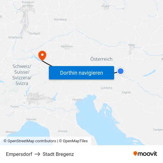 Empersdorf to Stadt Bregenz map