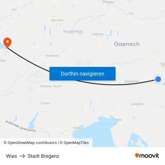 Wies to Stadt Bregenz map