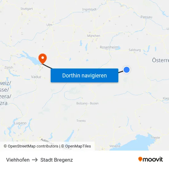 Viehhofen to Stadt Bregenz map
