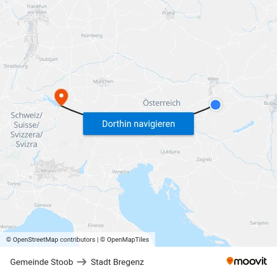 Gemeinde Stoob to Stadt Bregenz map