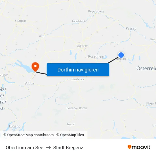 Obertrum am See to Stadt Bregenz map