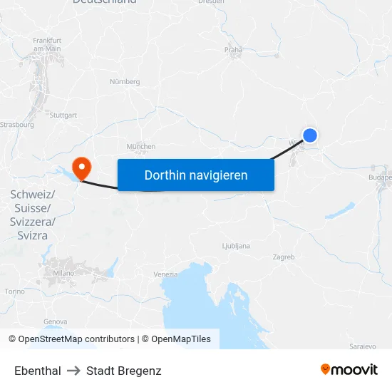 Ebenthal to Stadt Bregenz map