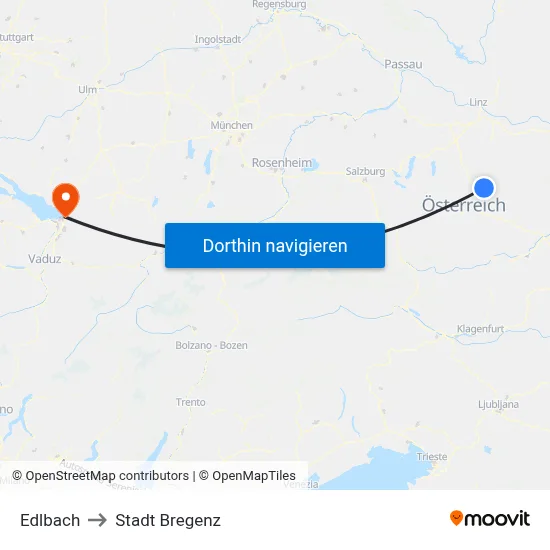 Edlbach to Stadt Bregenz map