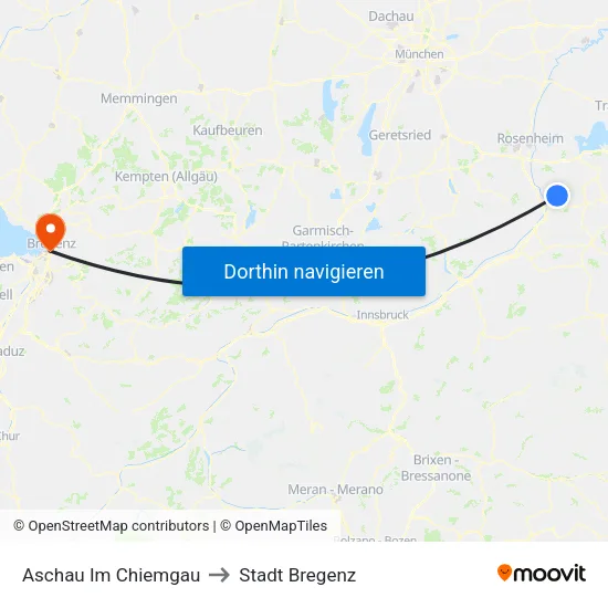 Aschau Im Chiemgau to Stadt Bregenz map