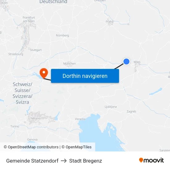 Gemeinde Statzendorf to Stadt Bregenz map