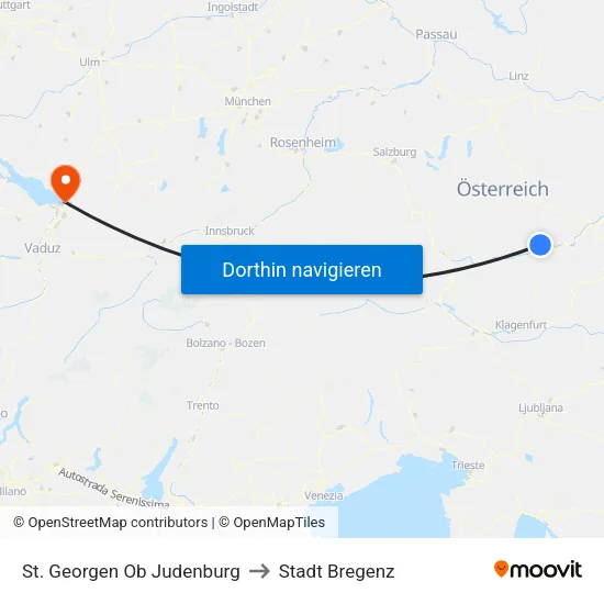 St. Georgen Ob Judenburg to Stadt Bregenz map