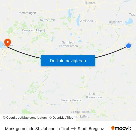 Marktgemeinde St. Johann In Tirol to Stadt Bregenz map
