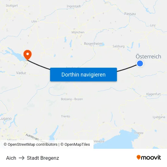 Aich to Stadt Bregenz map
