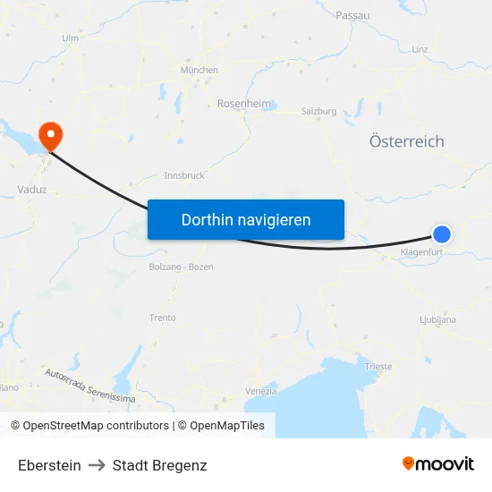Eberstein to Stadt Bregenz map
