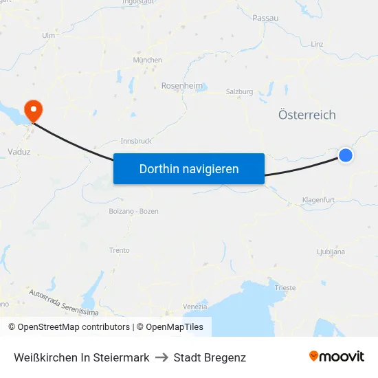 Weißkirchen In Steiermark to Stadt Bregenz map