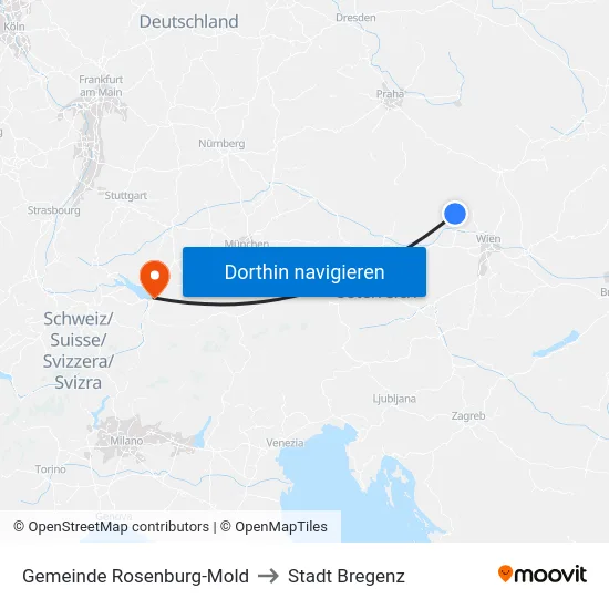 Gemeinde Rosenburg-Mold to Stadt Bregenz map