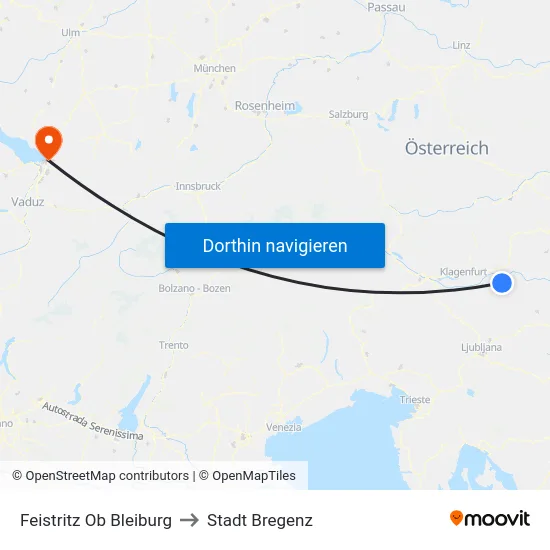 Feistritz Ob Bleiburg to Stadt Bregenz map