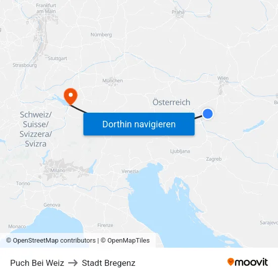 Puch Bei Weiz to Stadt Bregenz map