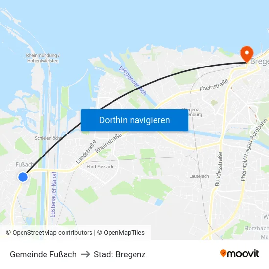 Gemeinde Fußach to Stadt Bregenz map