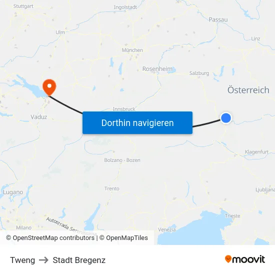 Tweng to Stadt Bregenz map