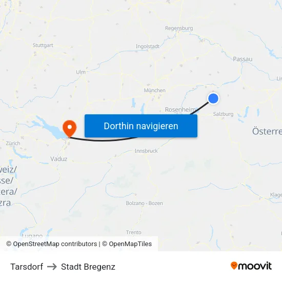 Tarsdorf to Stadt Bregenz map