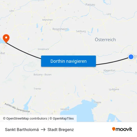 Sankt Bartholomä to Stadt Bregenz map