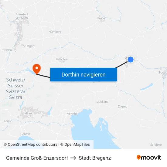 Gemeinde Groß-Enzersdorf to Stadt Bregenz map