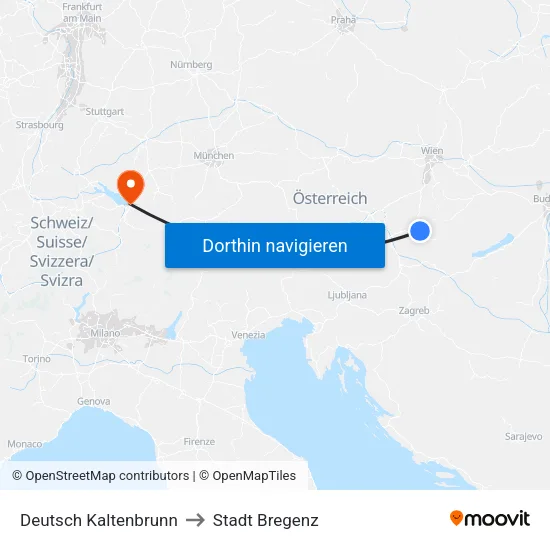 Deutsch Kaltenbrunn to Stadt Bregenz map