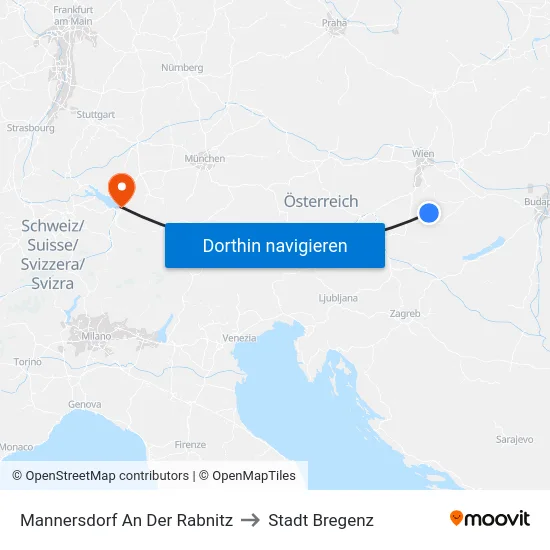 Mannersdorf An Der Rabnitz to Stadt Bregenz map