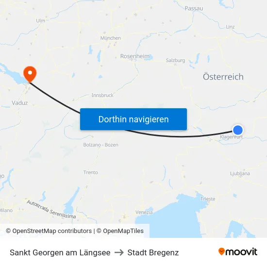 Sankt Georgen am Längsee to Stadt Bregenz map